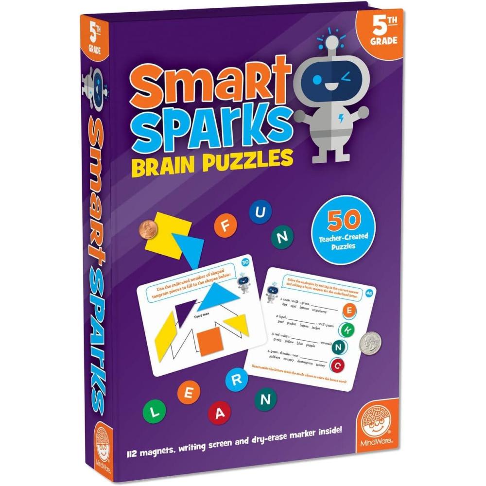 imageMindWare Smart Sparks Brainy Puzzles Grade 5 Logic amp Reasoning Puzzles for Kids Ages 10 amp Up