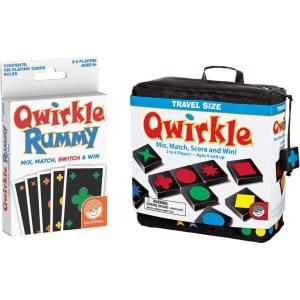 MindWare Qwirkle Strategy Games Pack of 2 – Travel Games Kit Includes Qwirkle Travel and Rummy – Ages 6 and Up