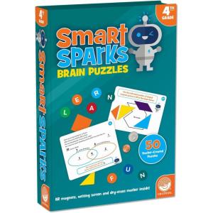 MindWare Smart Sparks Brainy Puzzles: Grade 4 – Logic & Reasoning Puzzles for Kids Ages 9 & Up