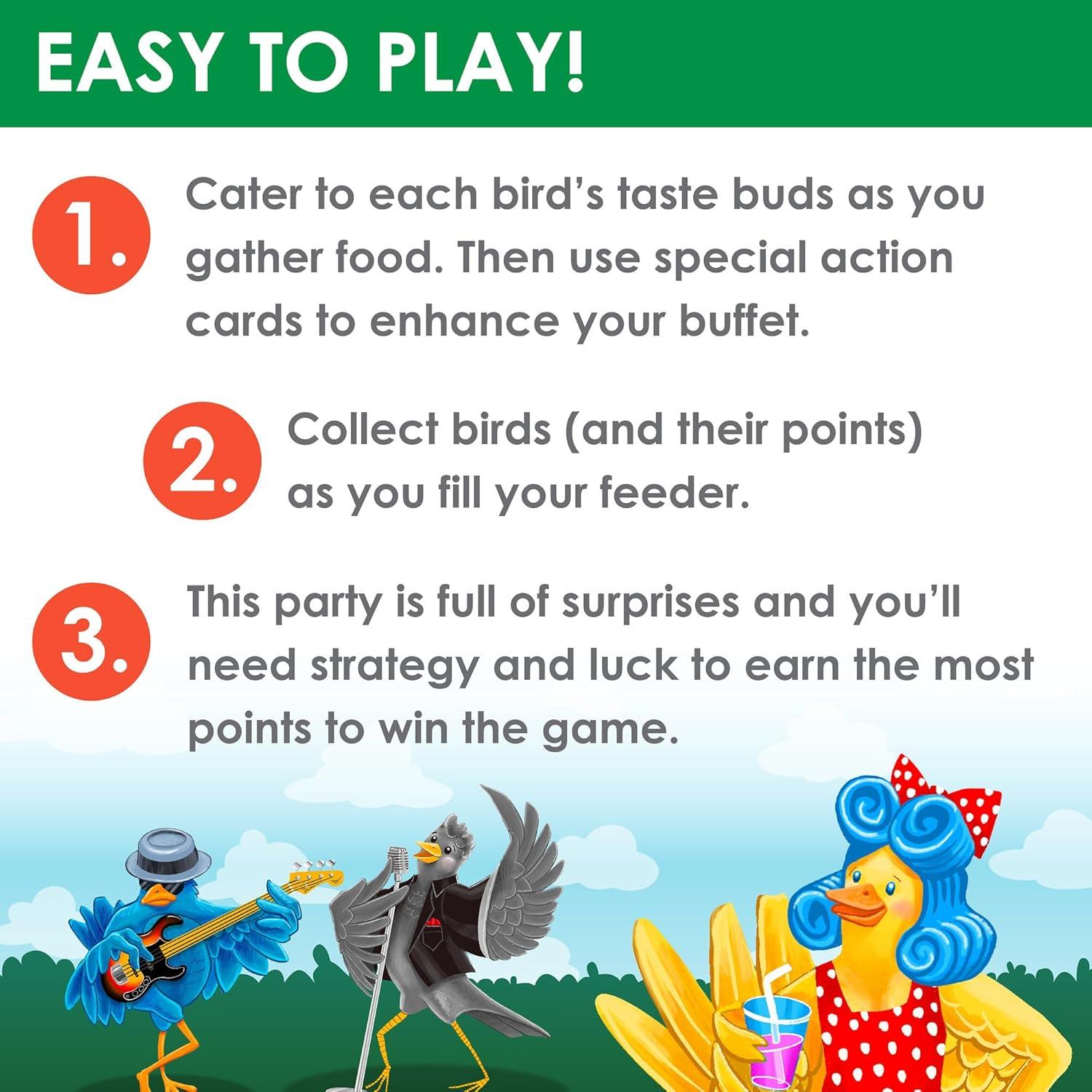 imageMindWare Bird Bash Family Board Game for 24 Players Easy to Learn and Play in 40 Minutes Earn Points with Action Cards Fun Kid Board Games for Ages 8 and Up