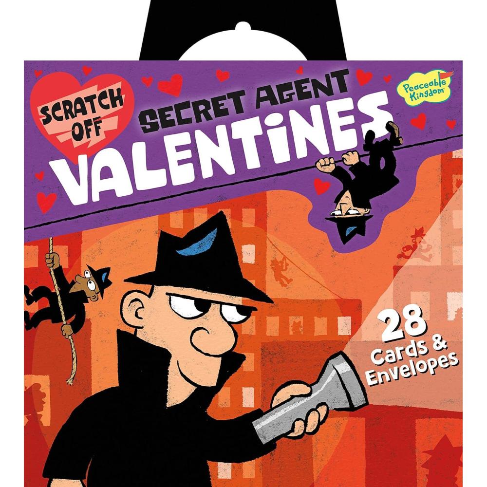 imagePeaceable Kingdom Secret Agent ScratchOff Valentine Cards 28 Cards