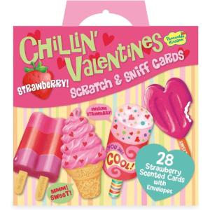 Peaceable Kingdom Chillin’ Strawberry Scratch and Sniff Valentines – 28 Ice Cream Card Pack