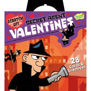 Peaceable Kingdom Secret Agent Scratch-Off Valentine Cards, 28 Cards