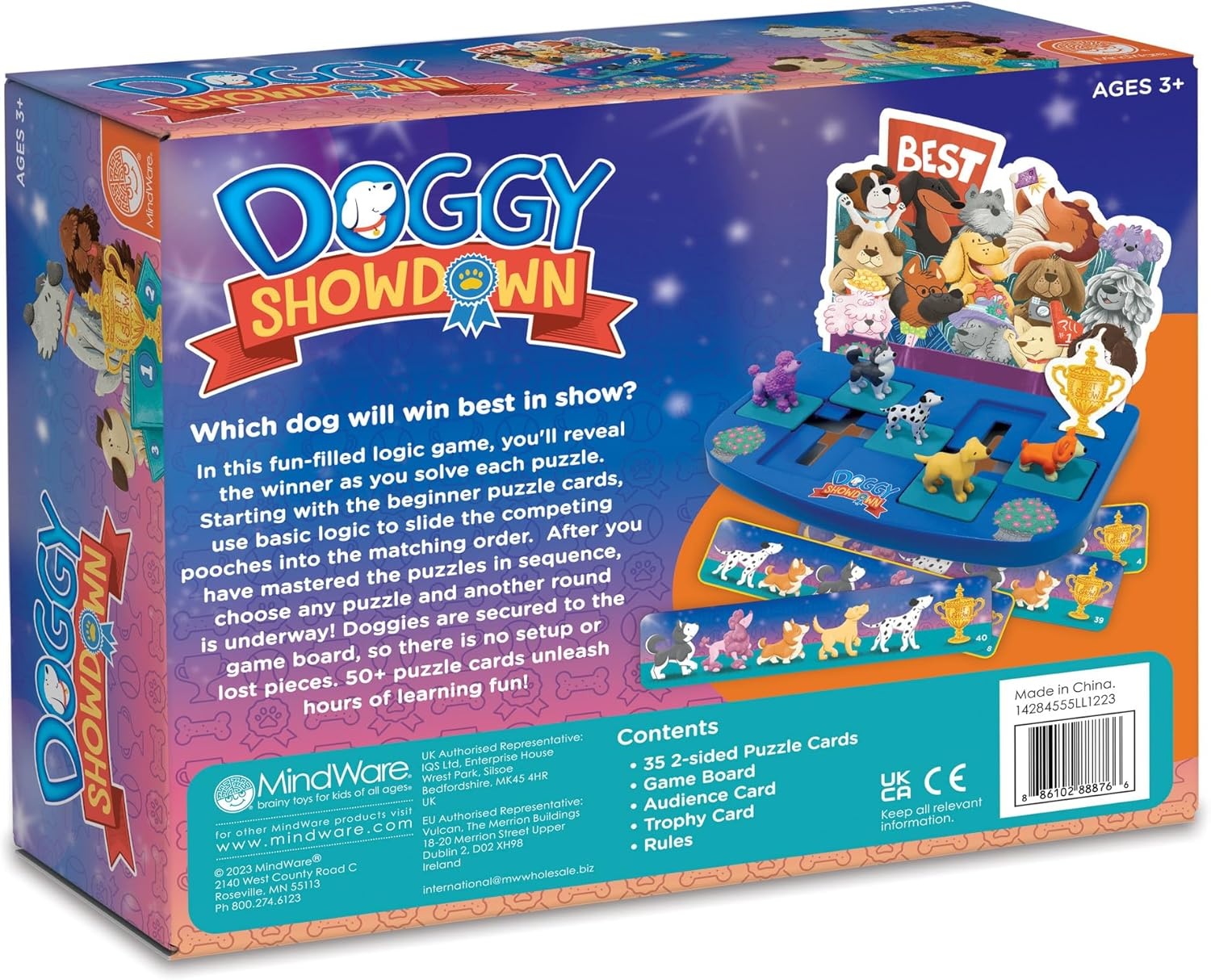 imageMindWare Doggy Showdown Logic Game Single Player Puzzle Game Portable Brain Games for Kids Ages 3 and Up Includes Over 50 Beginner and Advanced Puzzle Cards