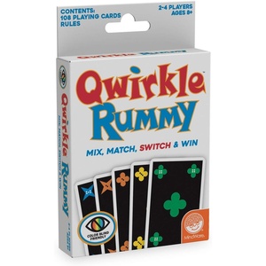 MindWare Qwirkle Rummy Color Blind-Friendly Edition- Easy to Play for Color-Vision-impaired-Family Favorite Card Game Twist on Qwirkle – Fun Brain Challenge – Kids & Adults Strategy – 2-4 Players